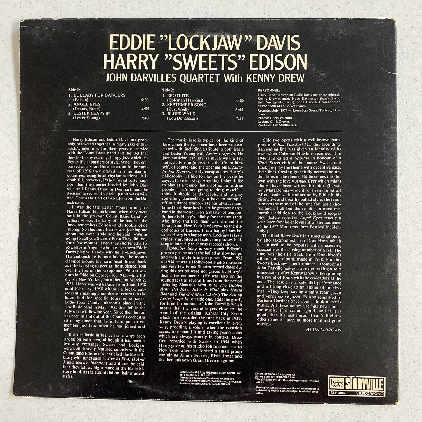 Eddie Lockjaw Davis & Sweets Edison Vinyl LP Record JAZZ VG+