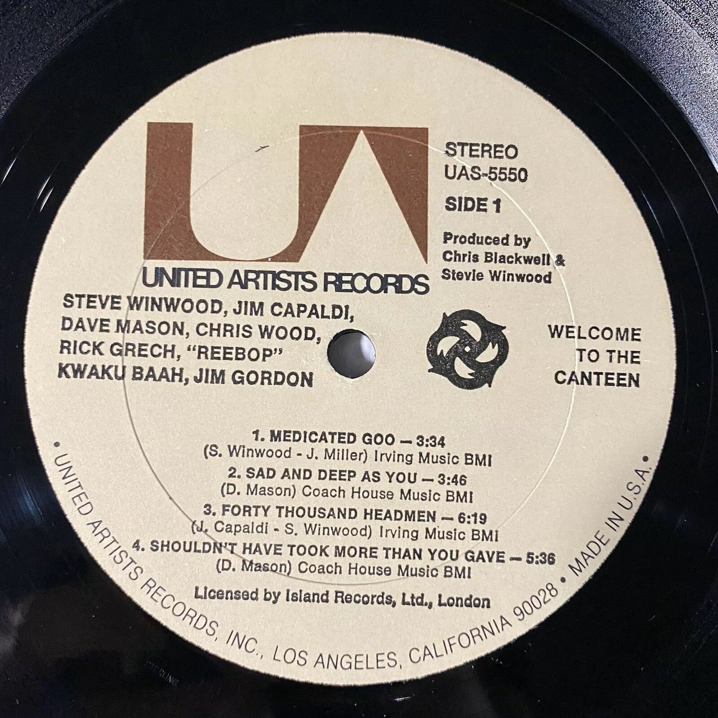 WELCOME TO THE CANTEEN S Winwood J Capaldi D Mason VINYL LP RECORD VG+