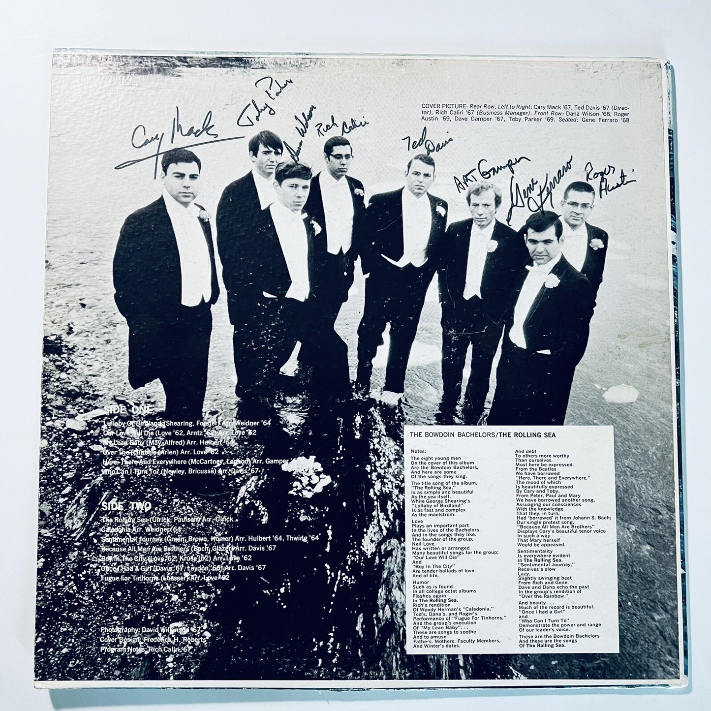 The Bowdoin Bachelors THE ROLLING SEA Vinyl LP Record VG+/VG Autographed JAZZ GR
