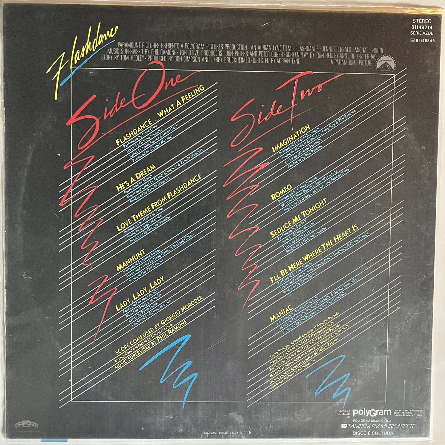 FLASHDANCE Vinyl LP Record BRAZILIAN EDITION VG+