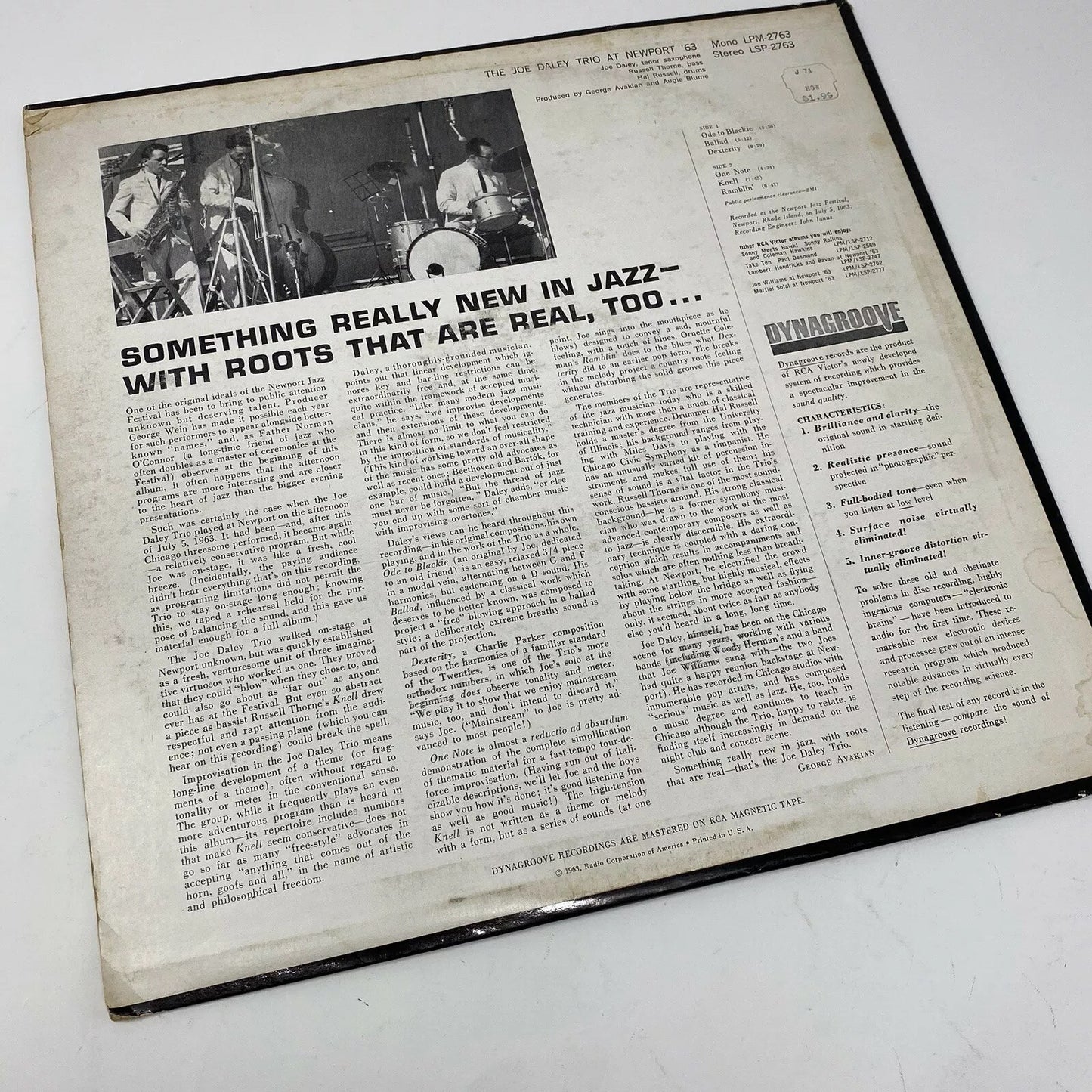 Joe Daley Trio AT NEWPORT ‘63 Vinyl LP Record VG+