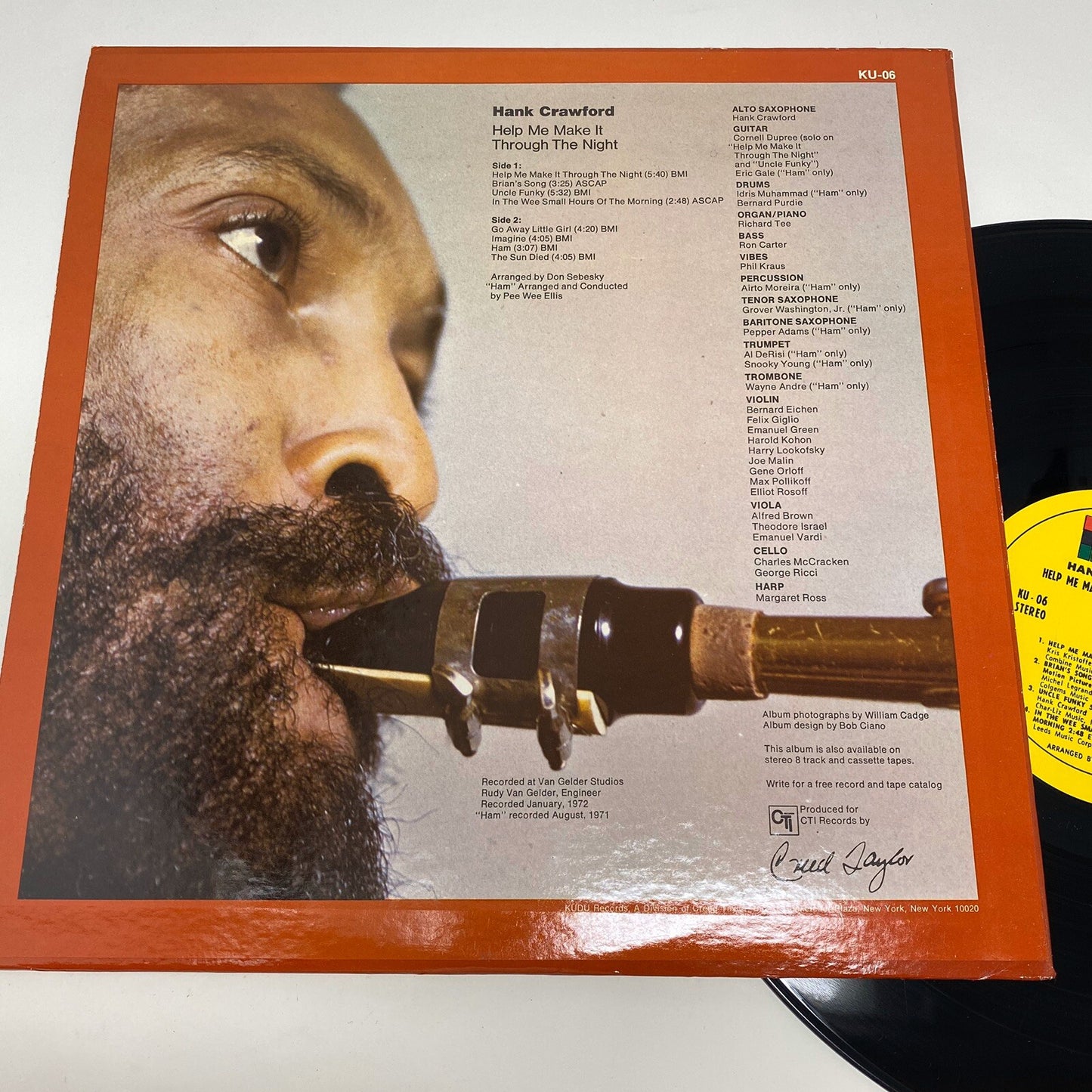 HANK CRAWFORD Help Me Make It Through The Night KU06 Van Gelder LP Vinyl VG++ Cv