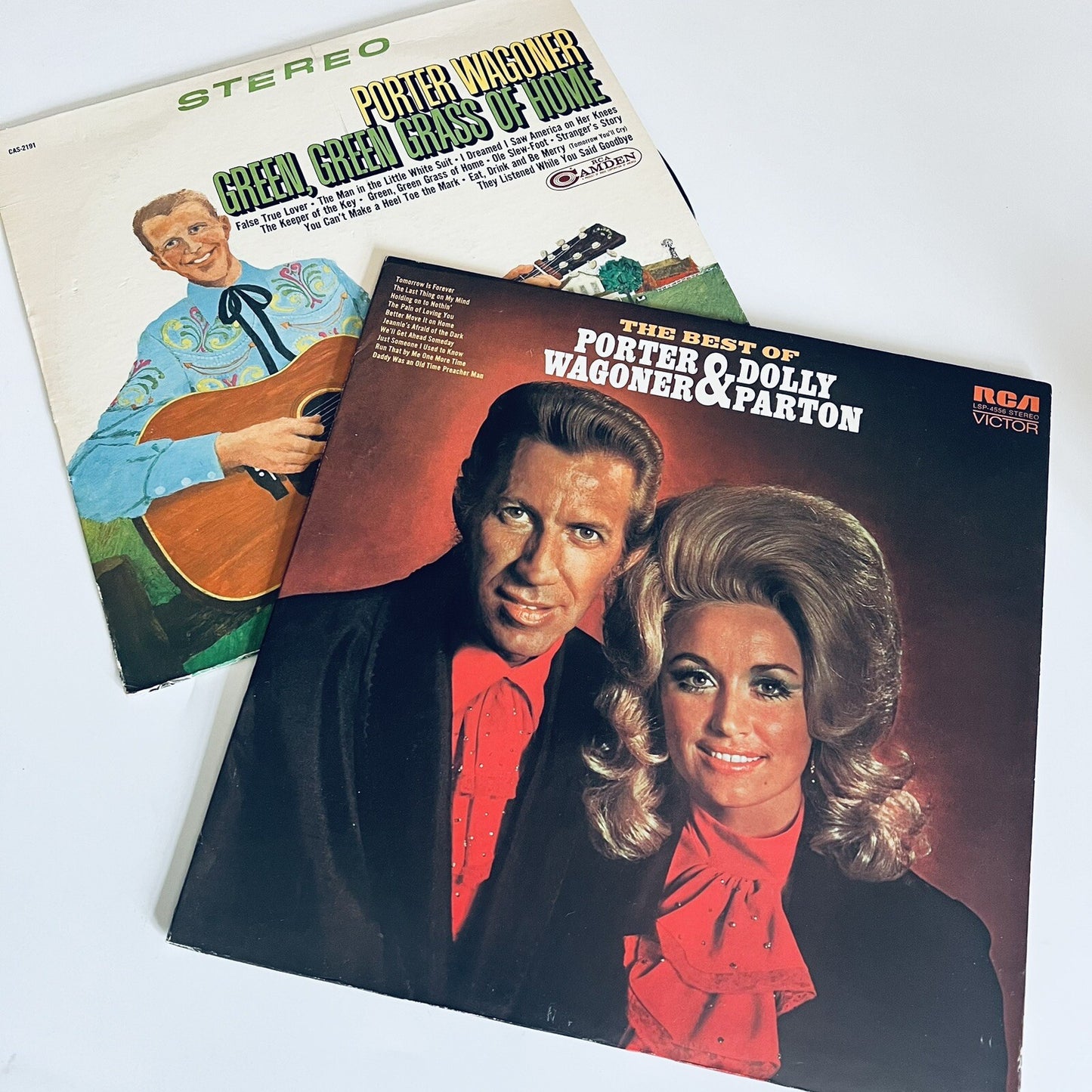 Porter Wagoner Dolly Parton THE BEST OF Vinyl LP Record VG+ & GREEN GREEN GRASS