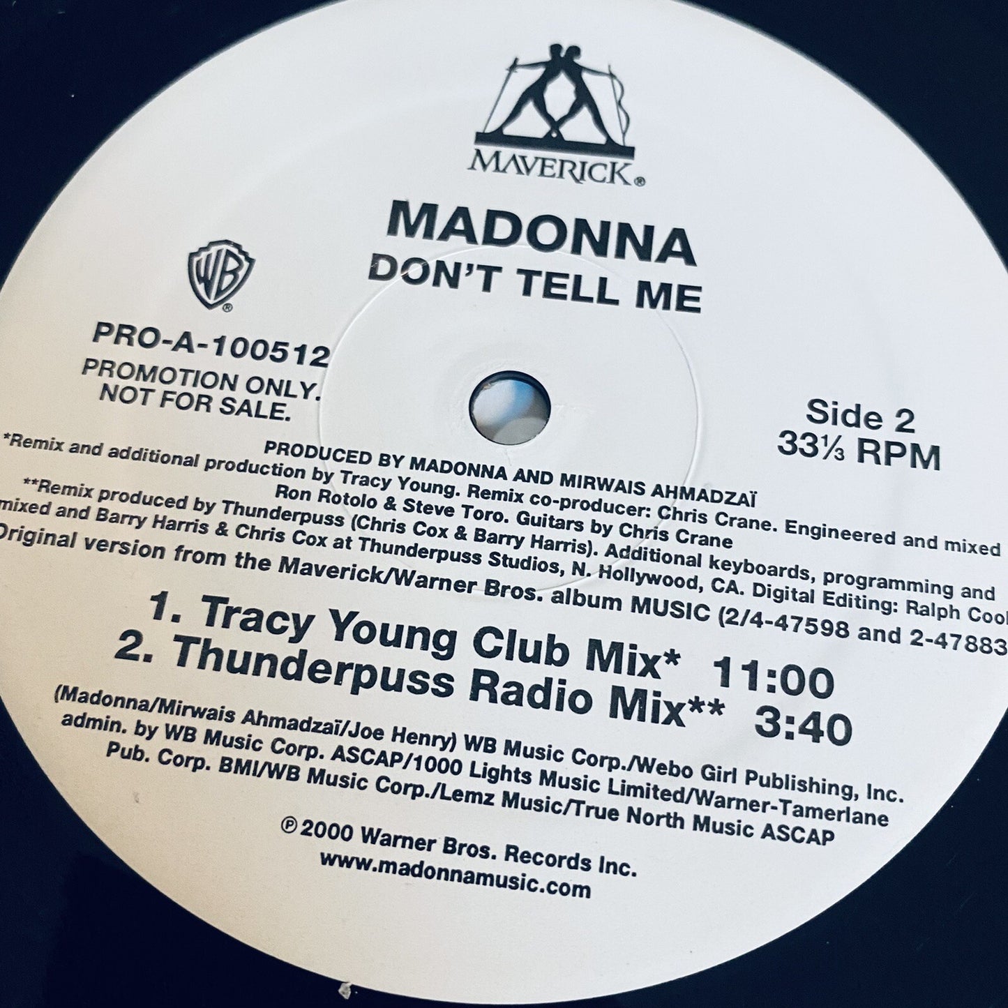 Madonna DON'T TELL ME 12" Promotional Mix VINYL RECORD NM