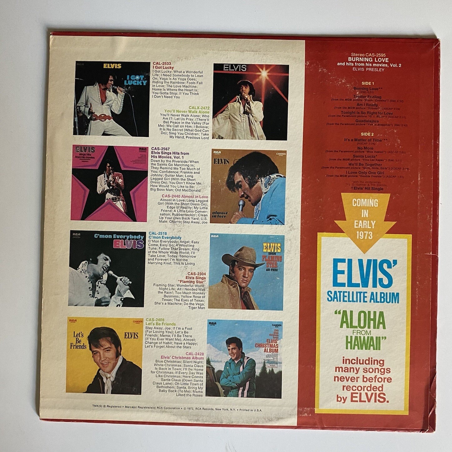 Elvis Presley BURNING LOVE Vinyl LP Record VG+
