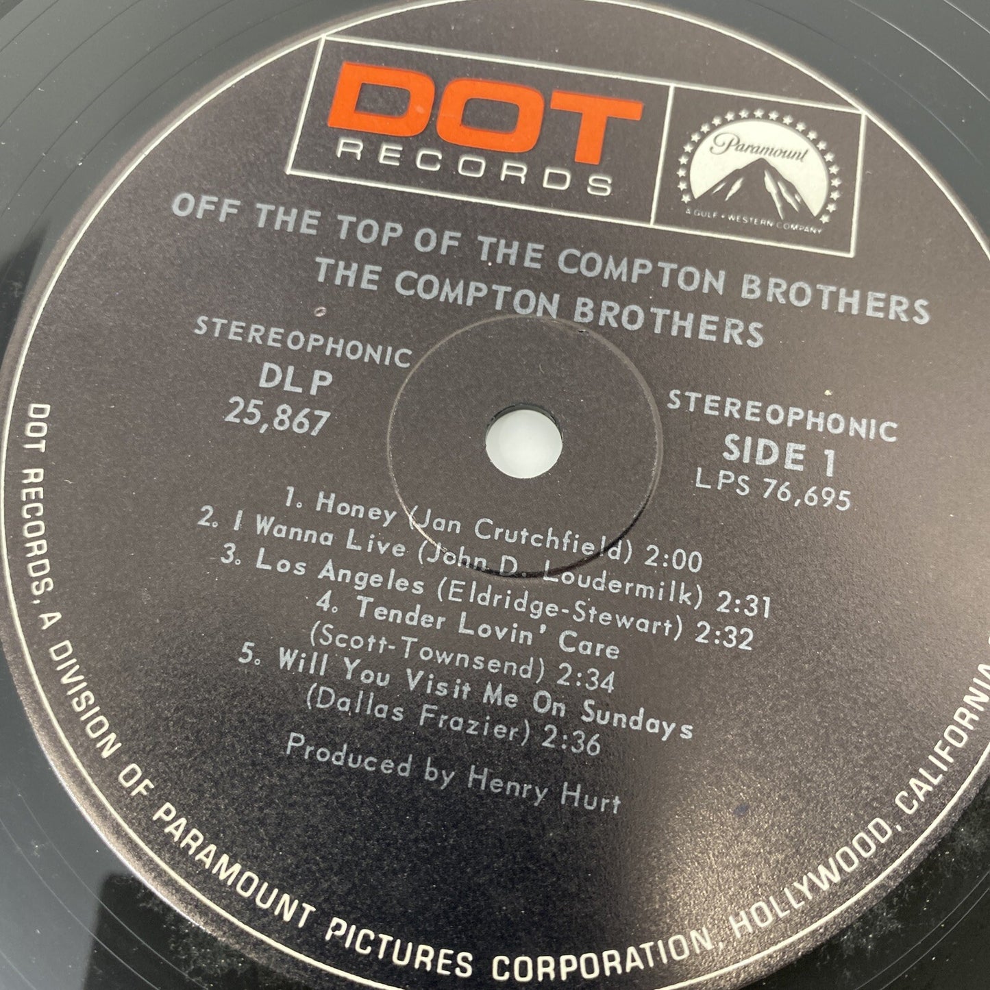The Compton Brothers OFF THE TOP OF Vinyl LP Record