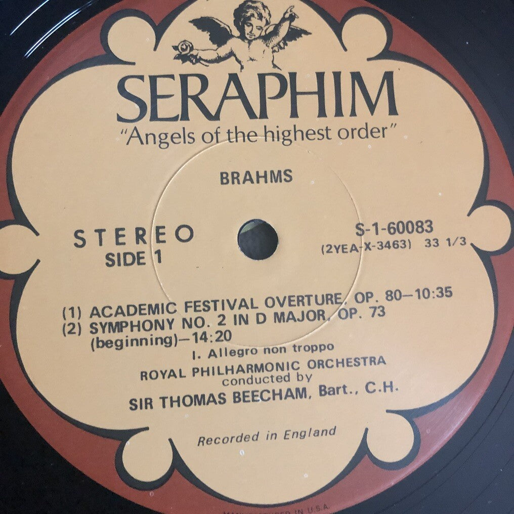 Symphony No. 2 in D, Academic Fest BRAHMS BEECHAM Philharmonic Vinyl LP Record E