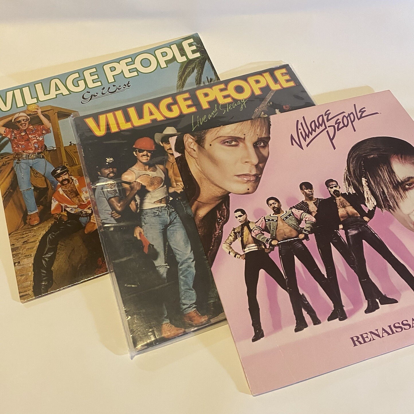 Village People RENAISSANCE + LIVE & SLEAZY + GO WEST Vinyl LP Records VG+