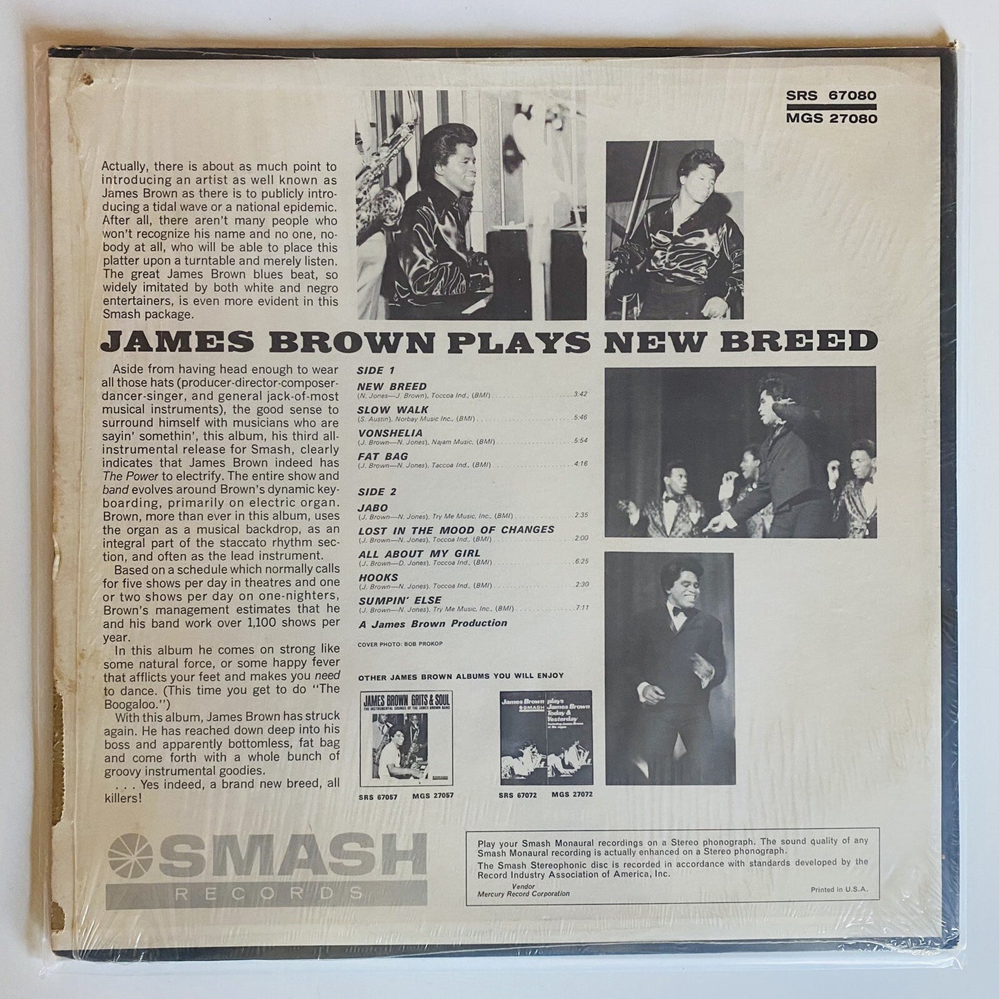 James Brown PLAYS THE NEW BREED (THE BOO-GA—LOO) Mono Vinyl LP Record VG+