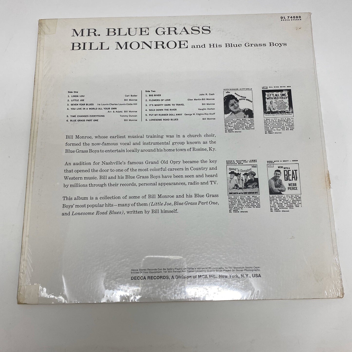 Bill Monroe & His Bluegrass Boys MR. BLUEGRASS Vinyl LP Record VG+