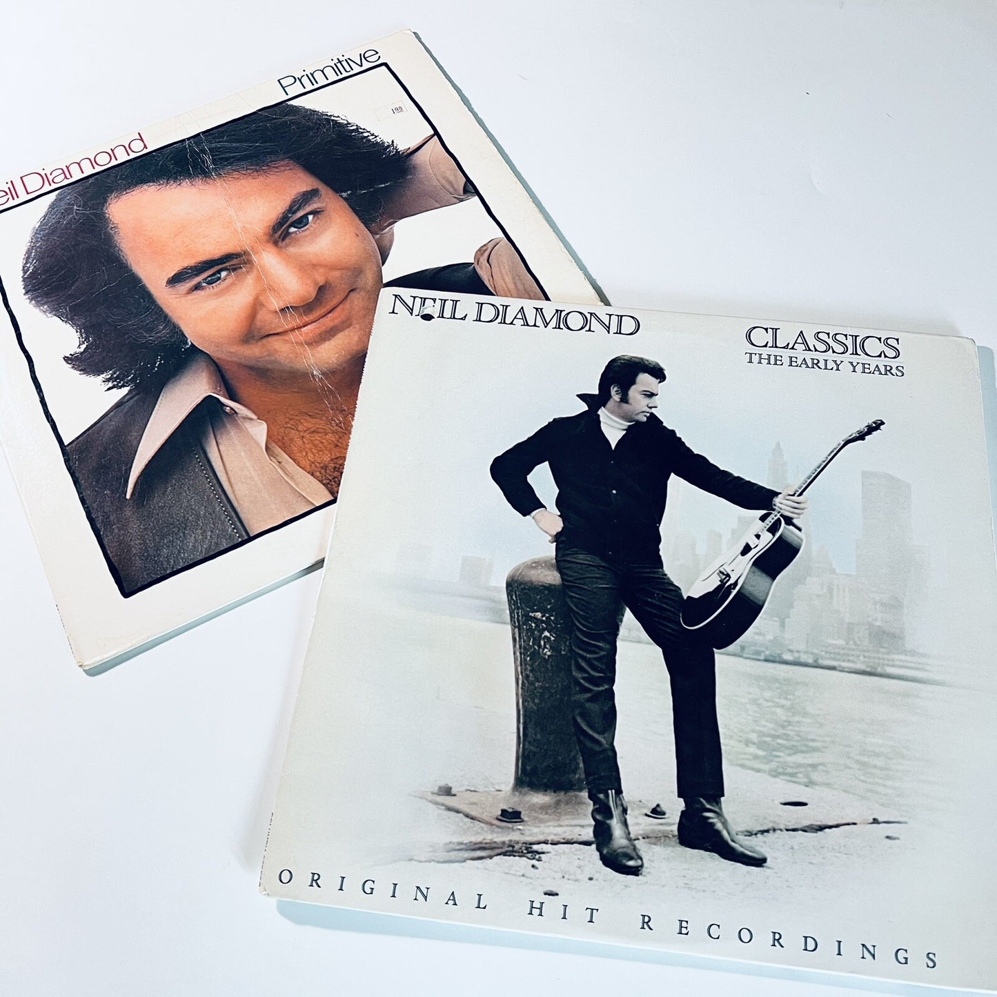 Neil Diamond CLASSICS THE EARLY YEARS (VG+) + PRIMITIVE (VG) Vinyl LP Records