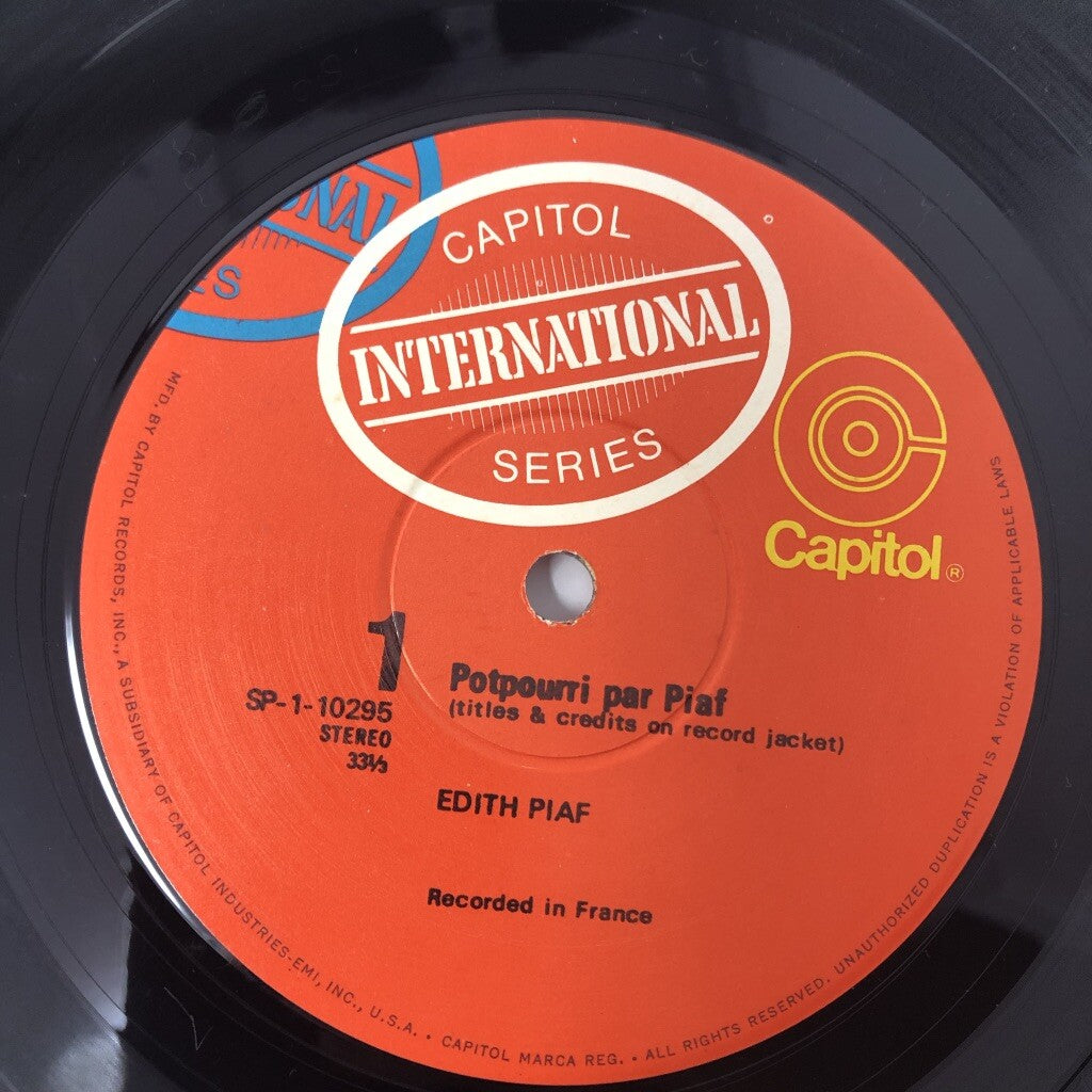 Edith Piaf POTPOURRI OF PIAF: SUCCESSES SUNG IN FRENCH Vinyl LP Record used VG+