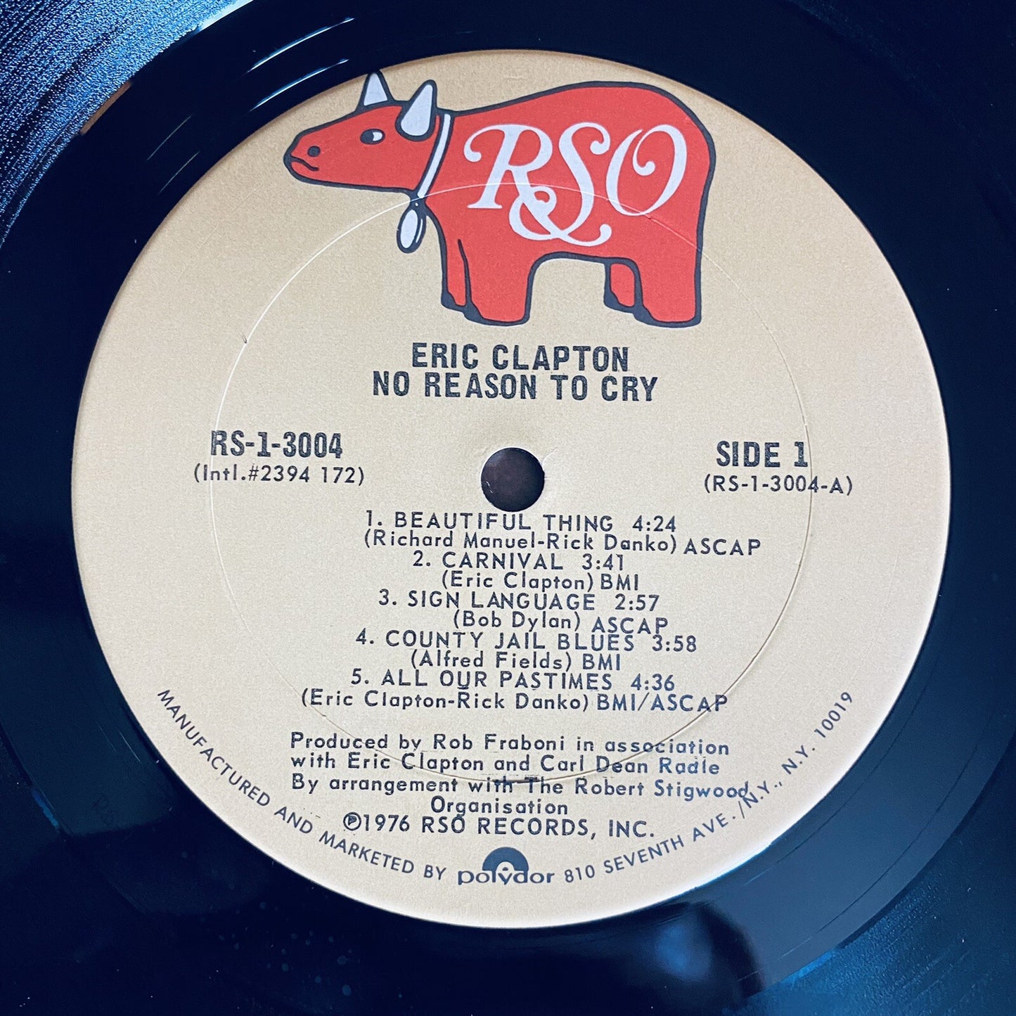 Eric Clapton NO REASON TO CRY Vinyl LP Record EXC/VG+