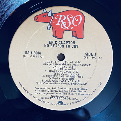 Eric Clapton NO REASON TO CRY Vinyl LP Record EXC/VG+