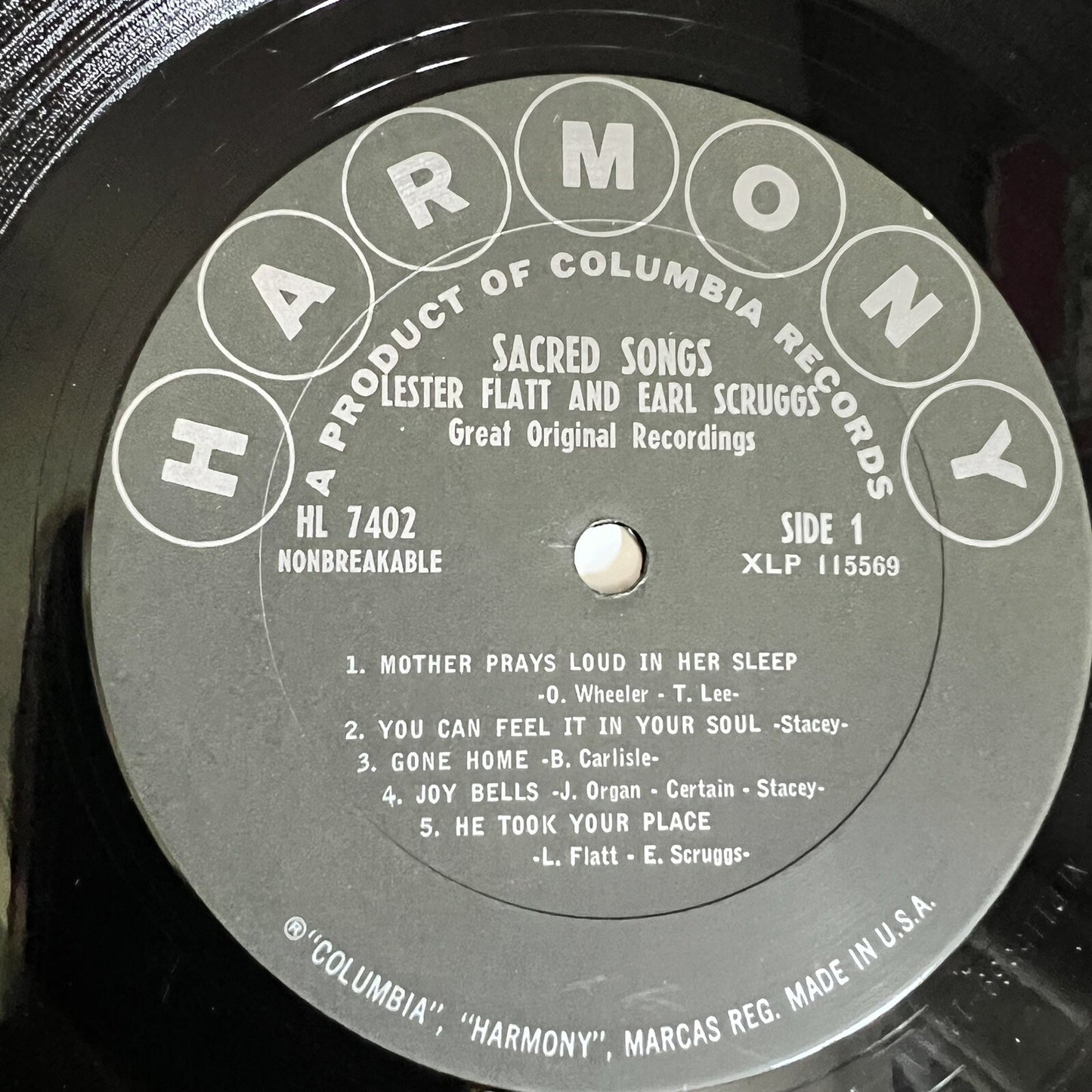 Flatt & Scruggs Sacred Songs 33 RPM LP Record Harmony 1967 HS 11202 Y