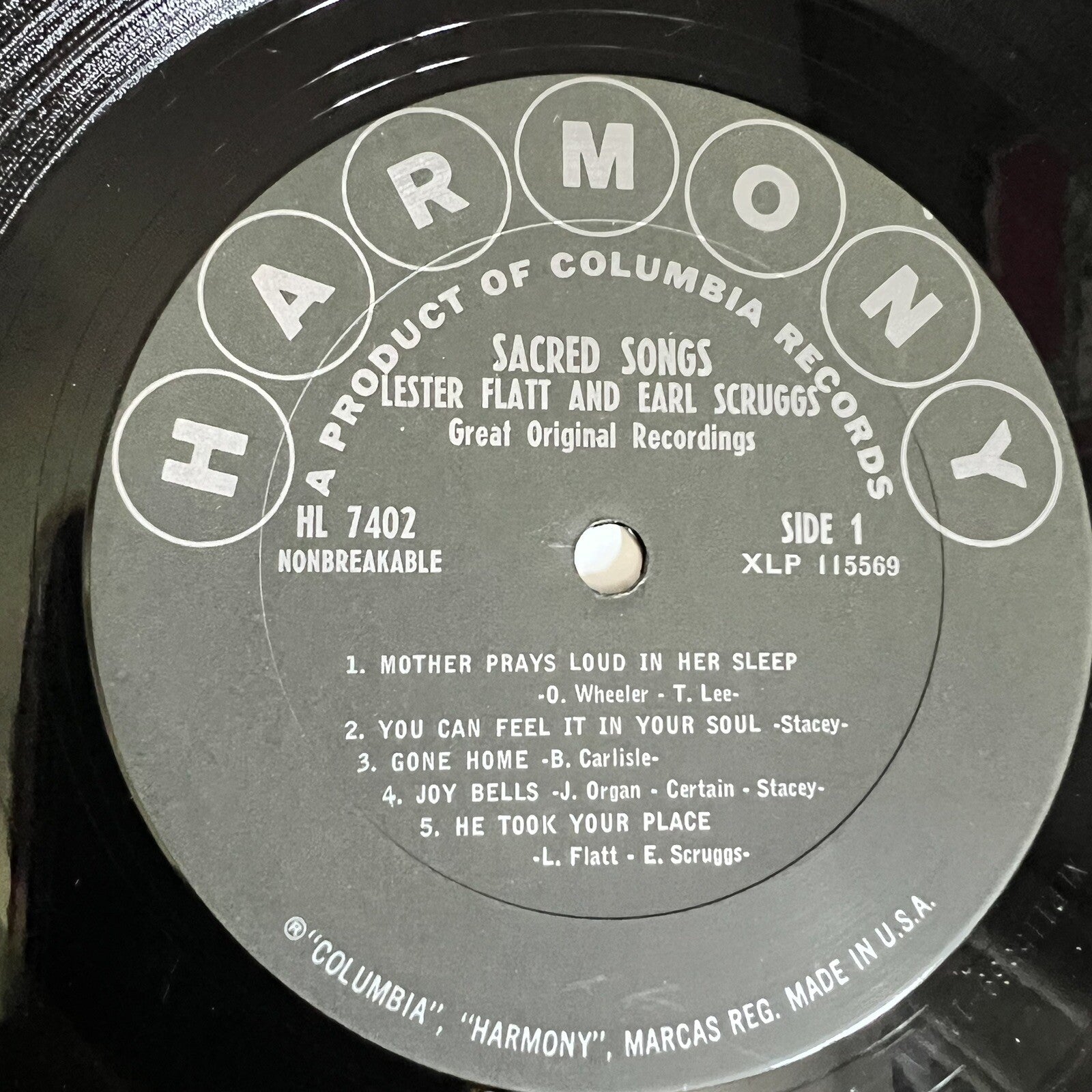 Flatt & Scruggs Sacred Songs 33 RPM LP Record Harmony 1967 HS 11202 Y