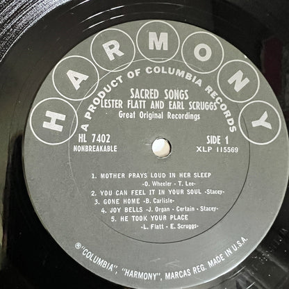Flatt & Scruggs Sacred Songs 33 RPM LP Record Harmony 1967 HS 11202 Y