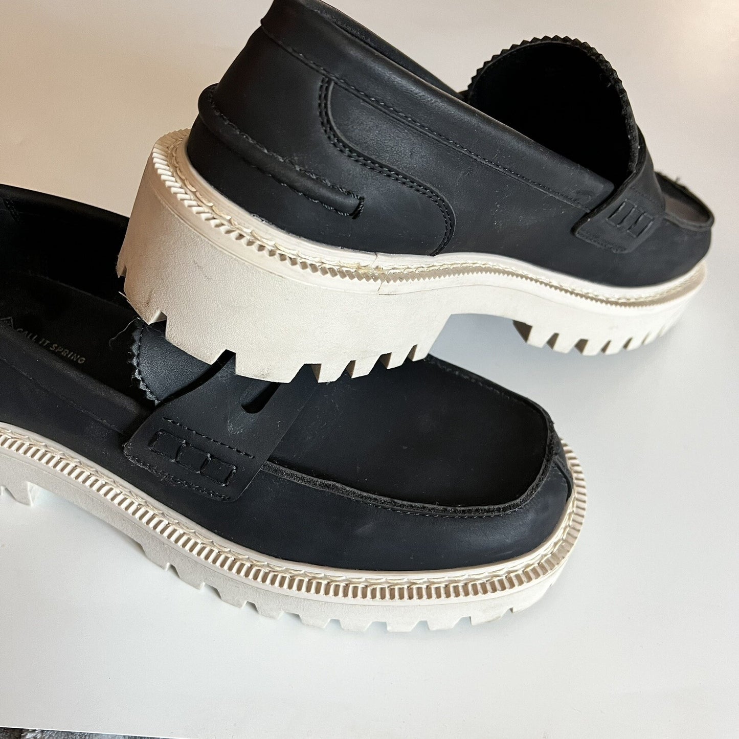 Mens Penny Loafer Chunky Utility Sole Sz 10 Black
