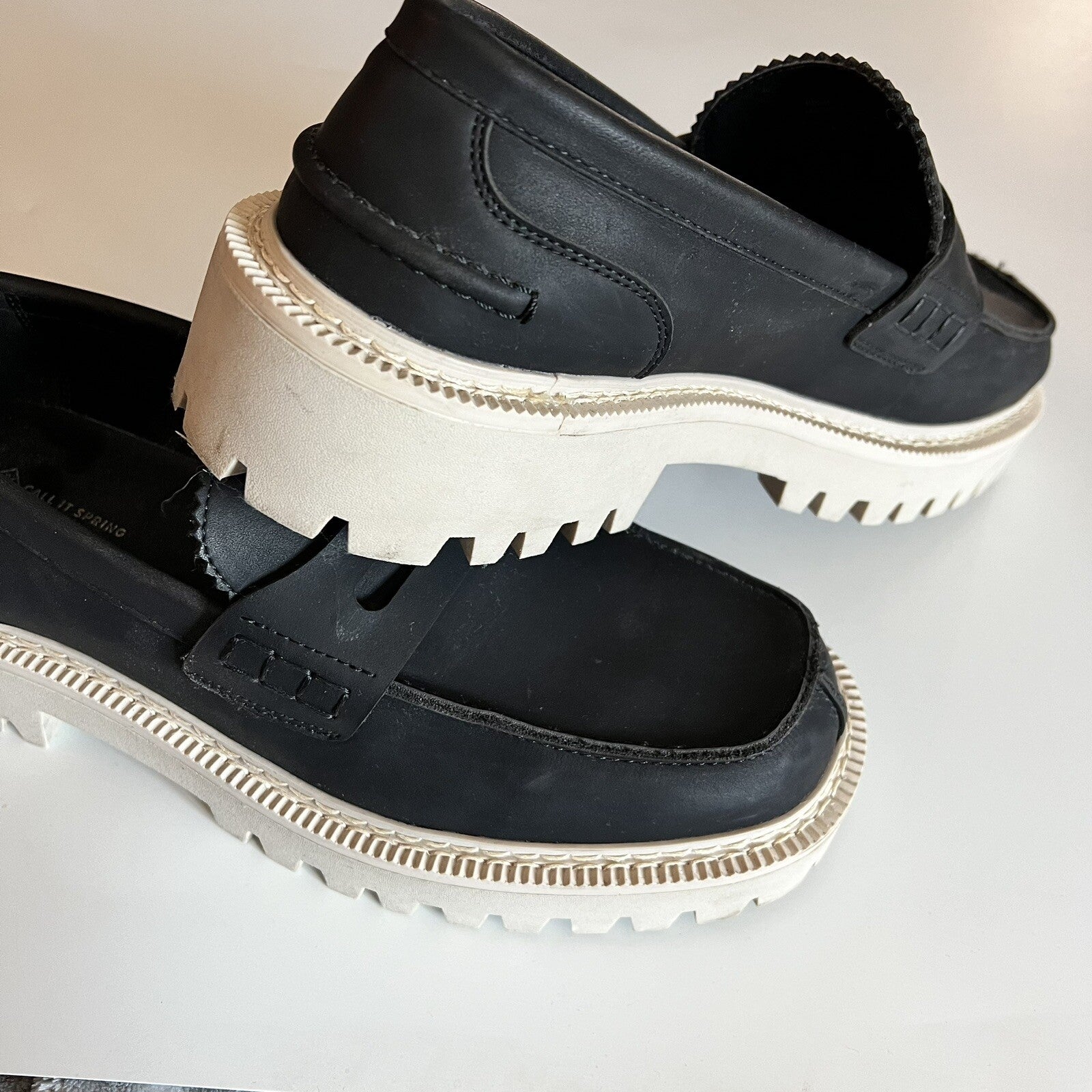 Mens Penny Loafer Chunky Utility Sole Sz 10 Black