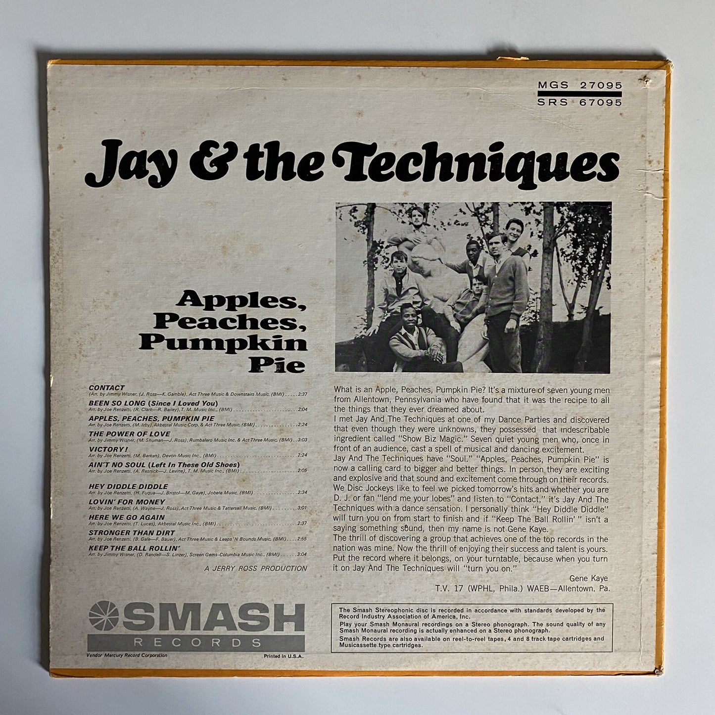 Jay & the Techniques APPLES PEACHES PUMKIN PIE Vinyl LP Record VG+