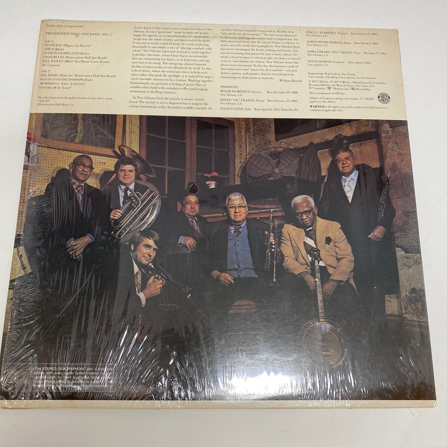 PRESERVATION HALL  BAND OF NEW ORLEANS Volume 1 Concert Promo- Sealed MINT!!