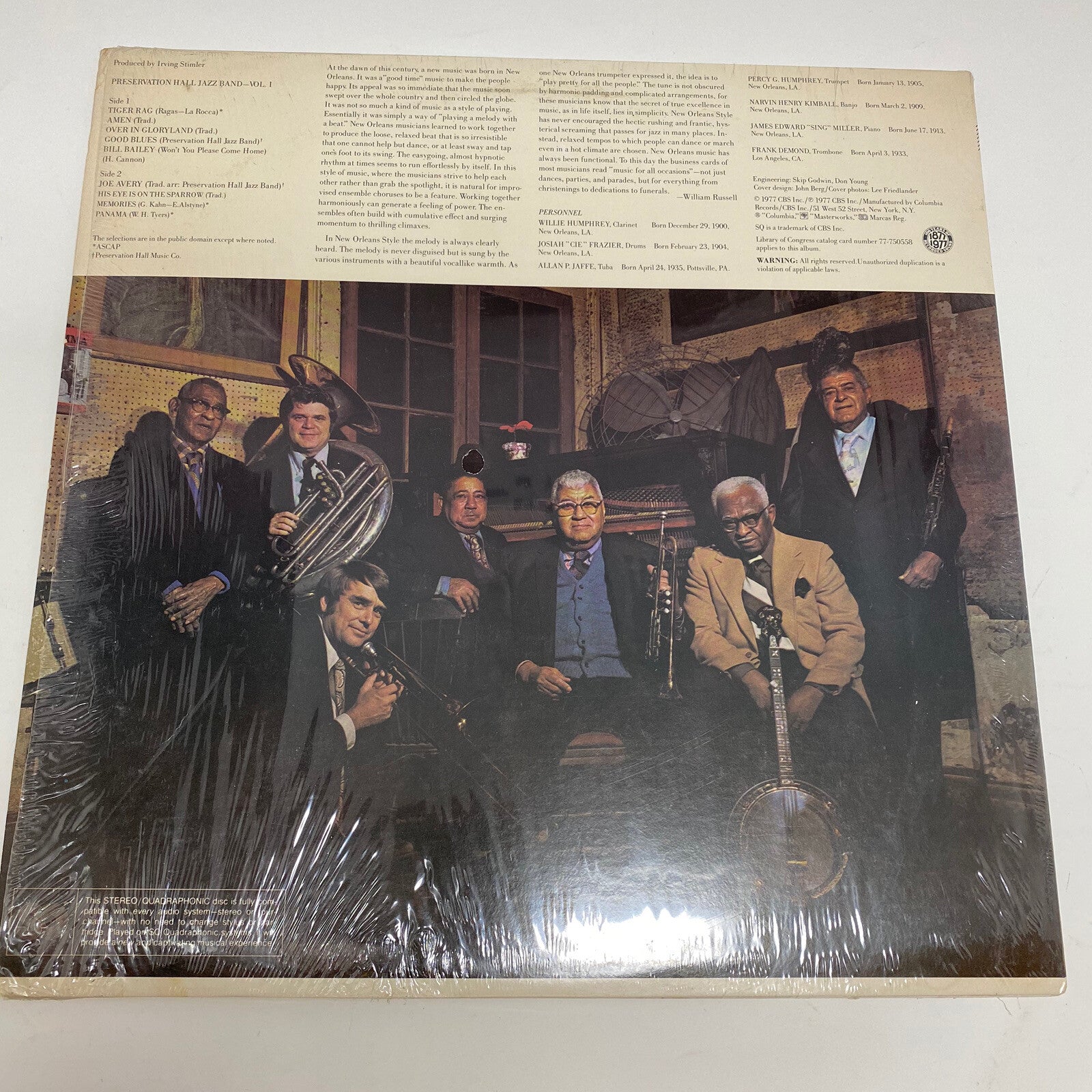 PRESERVATION HALL  BAND OF NEW ORLEANS Volume 1 Concert Promo- Sealed MINT!!