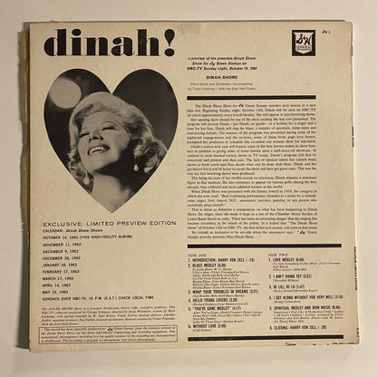 Dinah Shore DINAH! Promo Vinyl LP Record GREEN STAMPS TV PREMEIRE VG+/G+