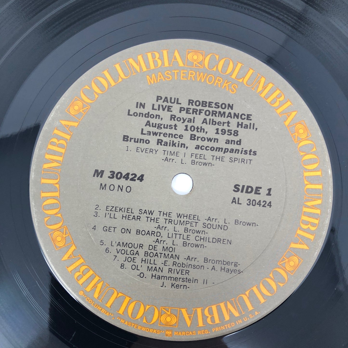 Paul Robeson ‎IN LIVE PERFORMANCE LP Vinyl Record FOLK GOSPEL