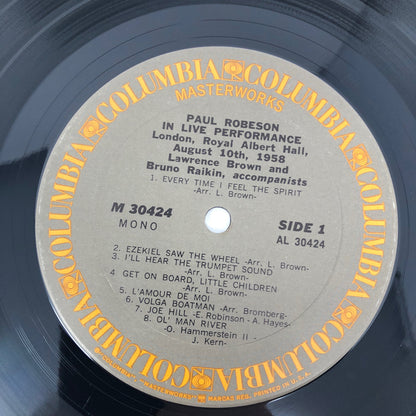 Paul Robeson ‎IN LIVE PERFORMANCE LP Vinyl Record FOLK GOSPEL