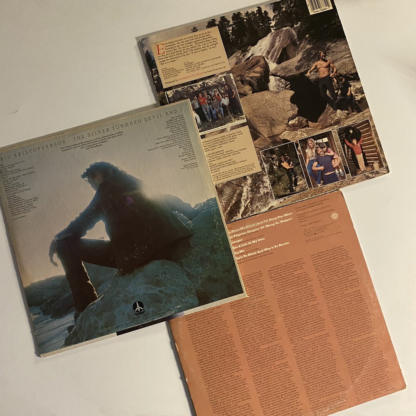 Kris Kristofferson TO THE BONE + SONGS OF + SILVER TONGUED... Vinyl LP VG+