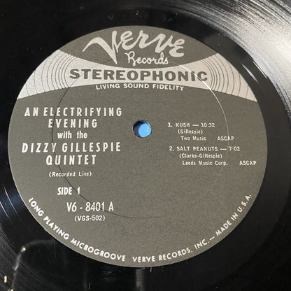 An Electrifying Evening With Dizzy Gillespie Quintet VINYL LP RECORD V6-8401 VG+