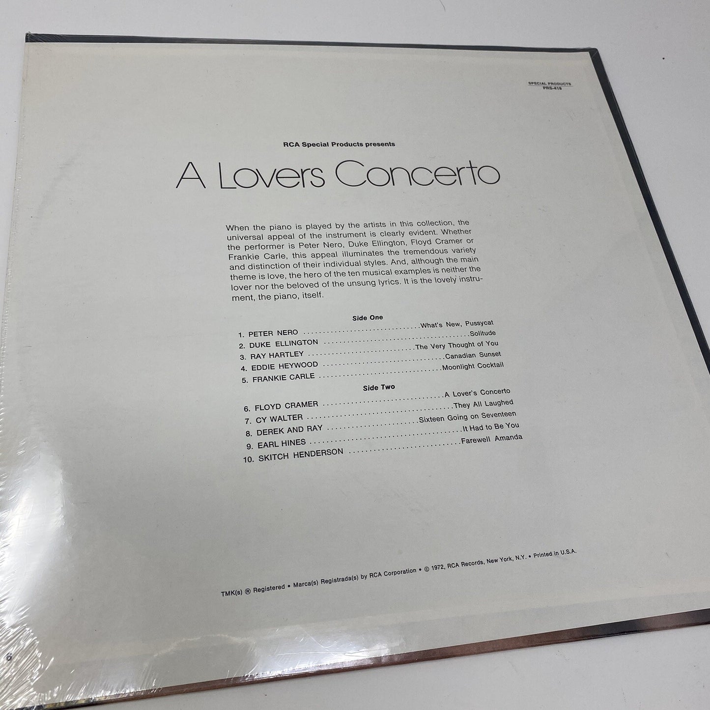 A LOVERS CONCERTO Collectors Edition SEALED Vinyl LP 1972 Sexy Piano Of Love