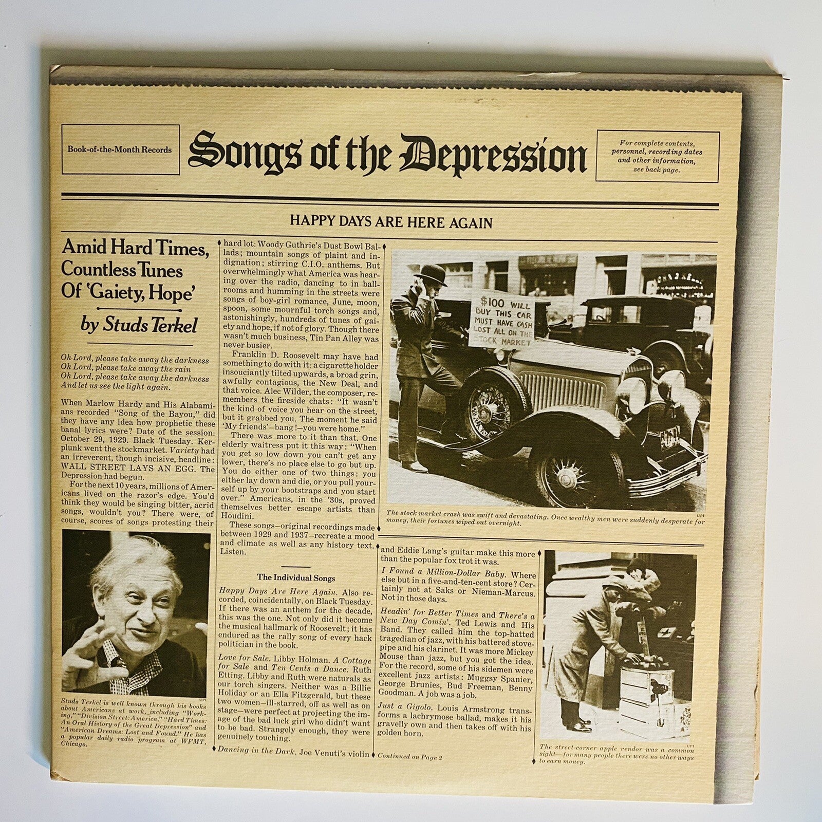 Songs Of Depression HAPPY DAYS ARE HERE AGAIN Vinyl 2xLP Record Gatefold VG++
