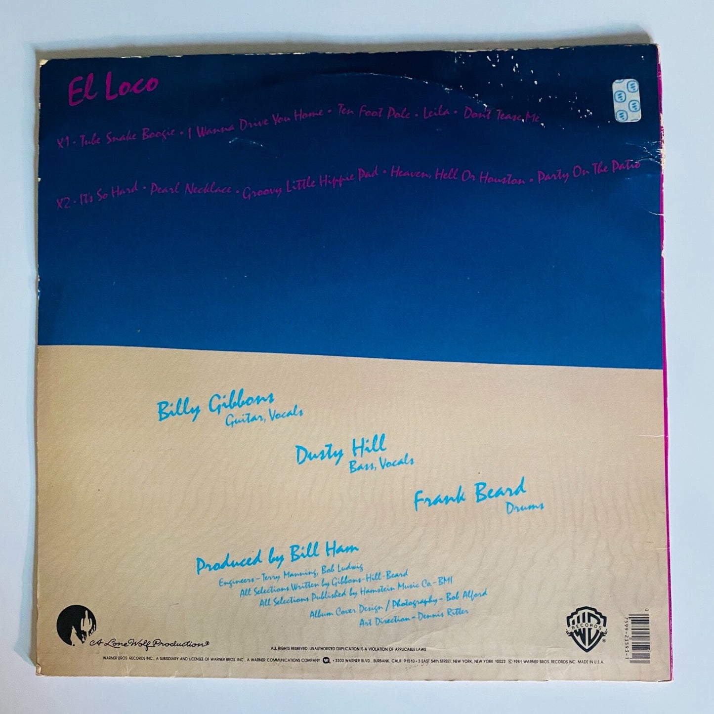 ZZ Top EL LOCO Vinyl LP Record w/inner BSK 3593 VG+