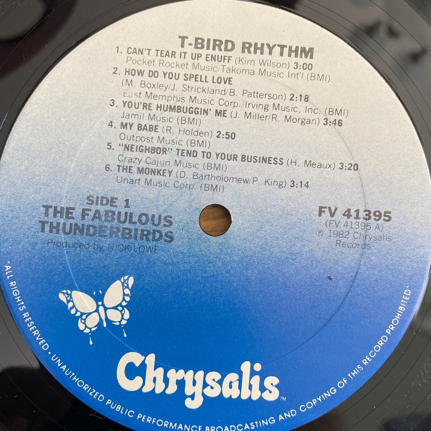 The Fabulous Thunderbirds T-BIRD RHYTHM Vinyl LP Record 12" Chrysalis 1982 VG+