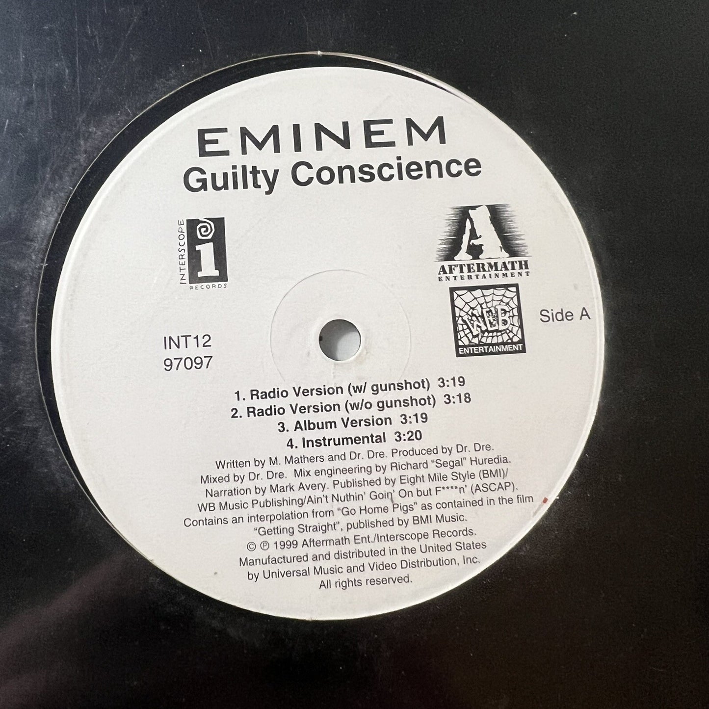 Eminem & Dr. Dre GUILTY CONSCIENCE / I'M SHADY 12” single VINYL RECORD VG+