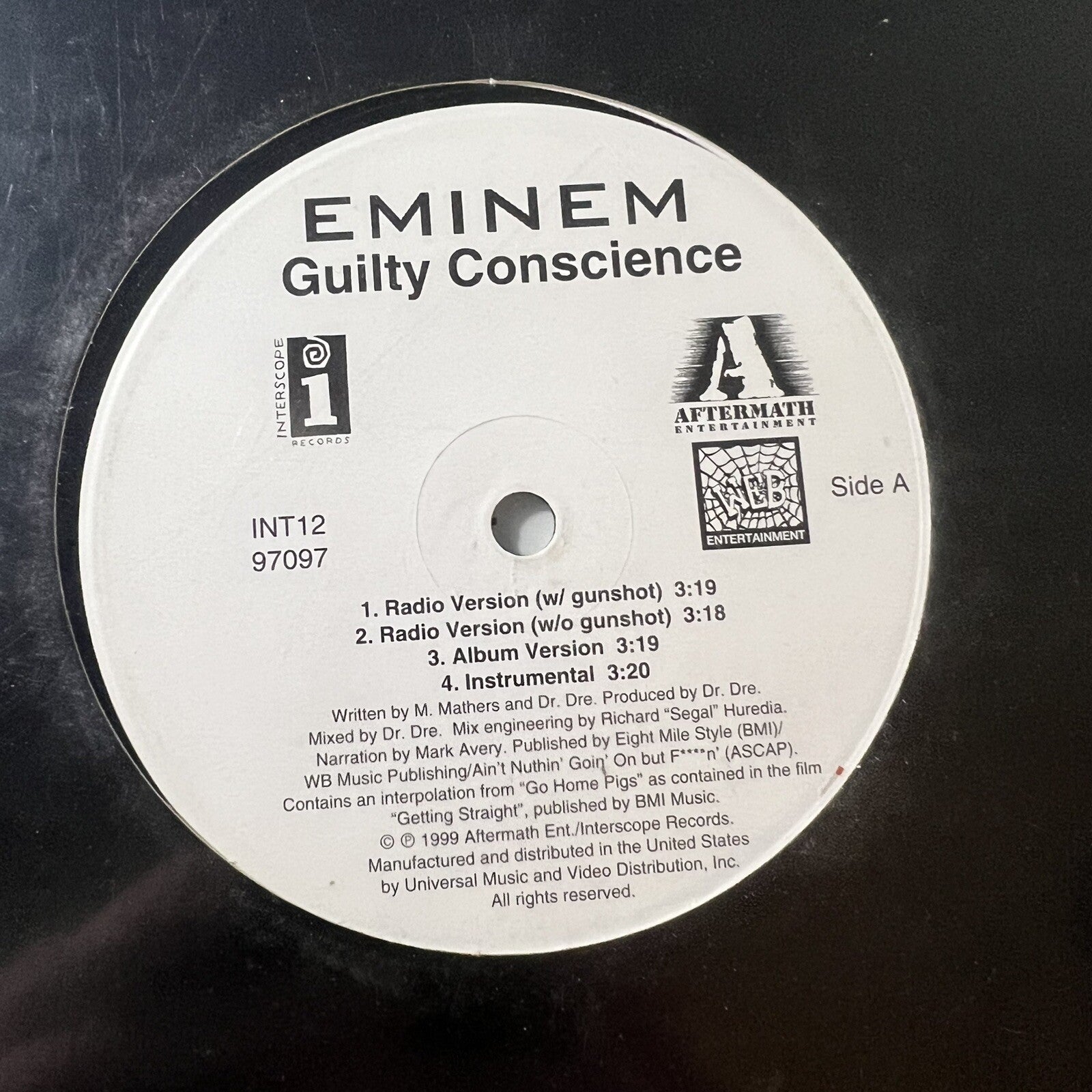 Eminem & Dr. Dre GUILTY CONSCIENCE / I'M SHADY 12” single VINYL RECORD VG+