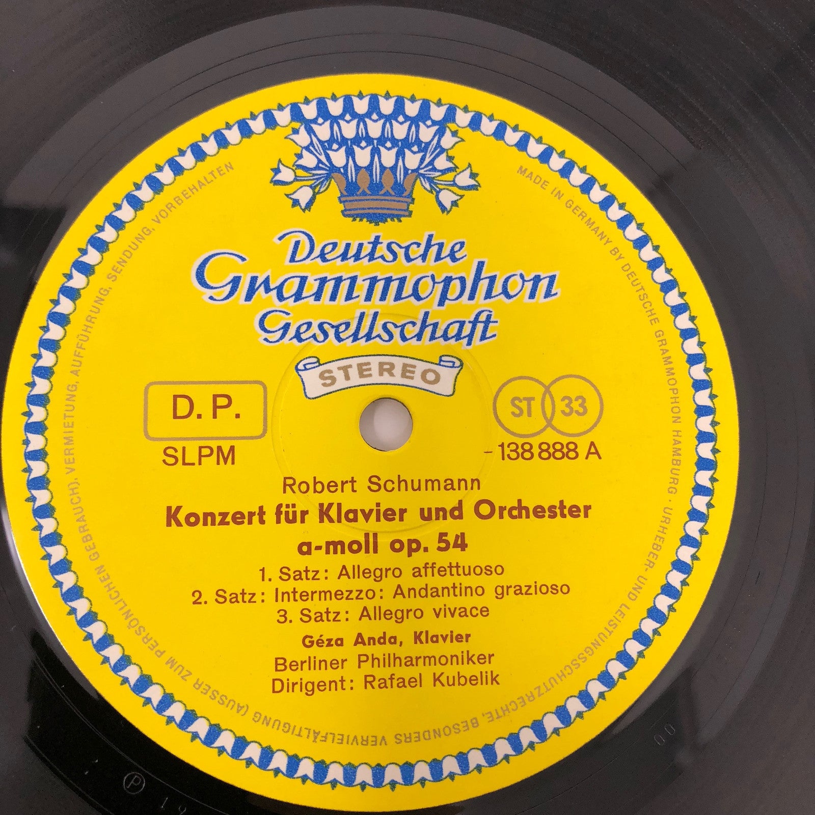Robert Schumann Concert & Orcestra Berliner Philharmonic—LP Vinyl Record 138 888