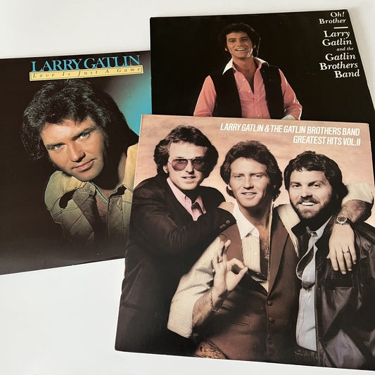 Larry Gatlin JUST A GAME + OH BROTHER + GREATEST HITS V II Vinyl LP Records VG+