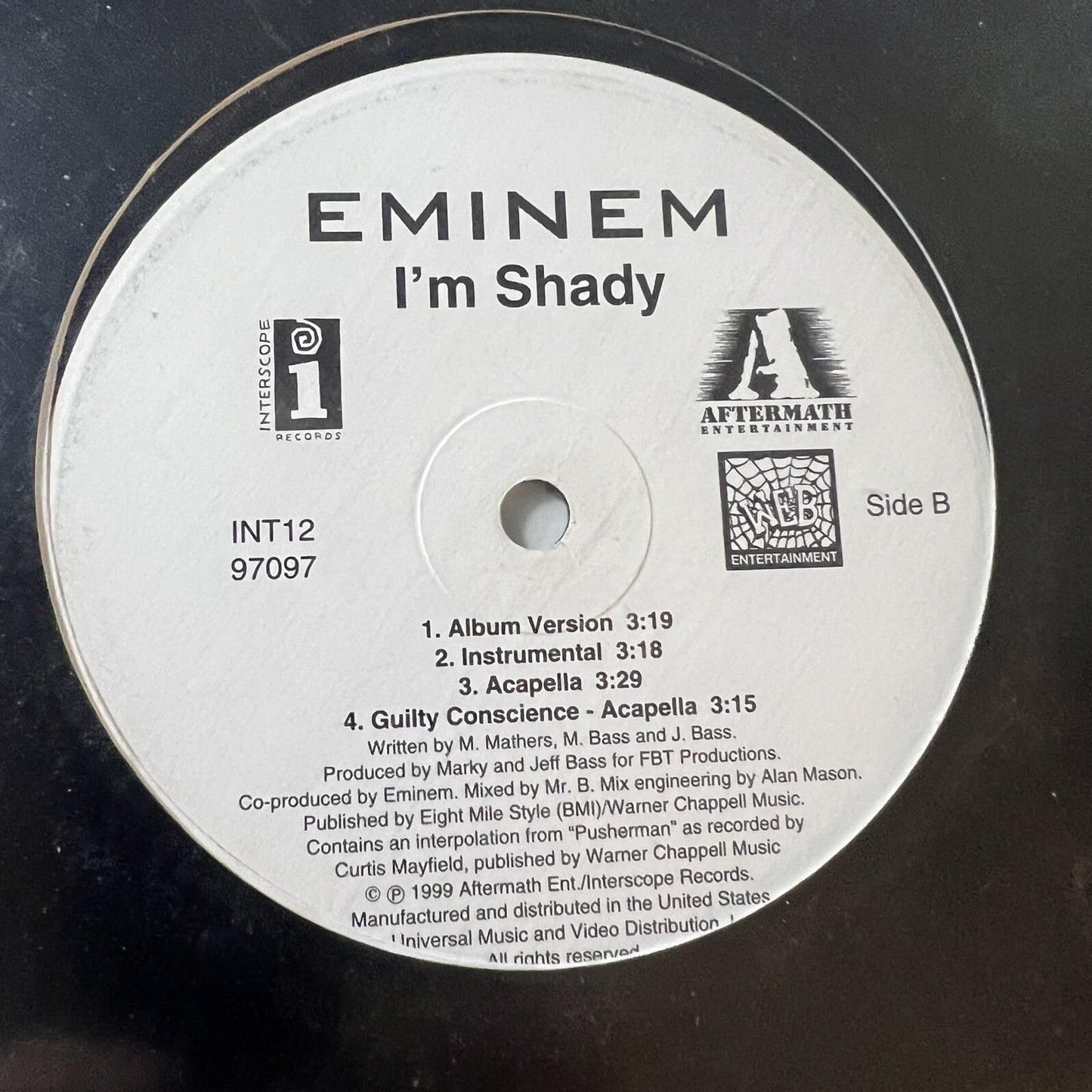 Eminem & Dr. Dre GUILTY CONSCIENCE / I'M SHADY 12” single VINYL RECORD VG+