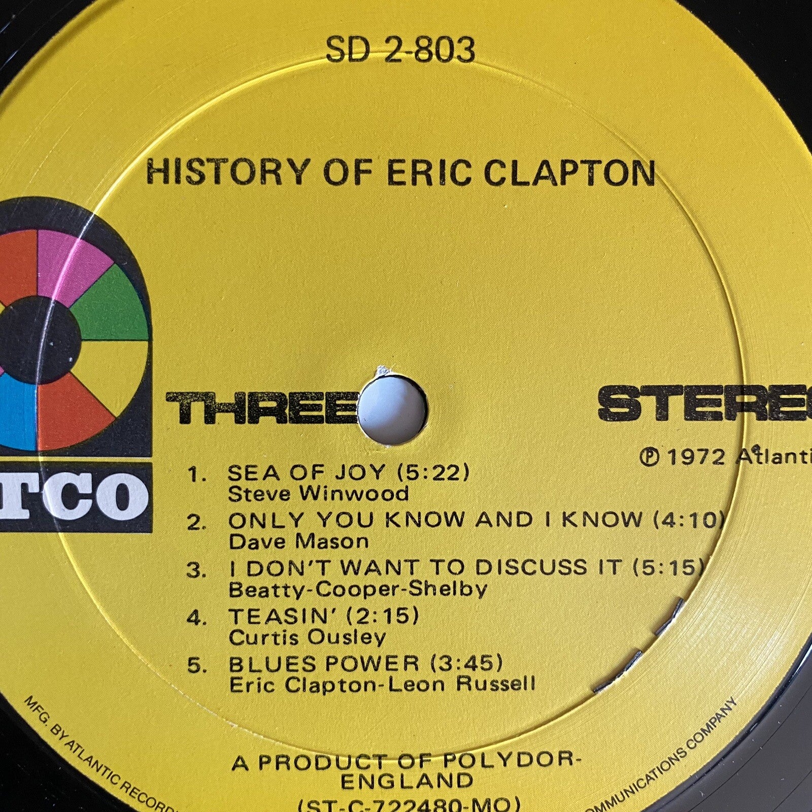 Eric Clapton HISTORY OF ERIC CLAPTON Vinyl LP Record VG+