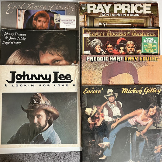 Country Music Bundle KENNY ROGERS M GILLEY JOHNNY LEE RAY PRICE Vinyl LP All VG+