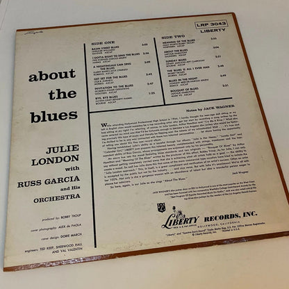 Julie London ABOUT THE BLUES Cinyl LP Record VG+ 