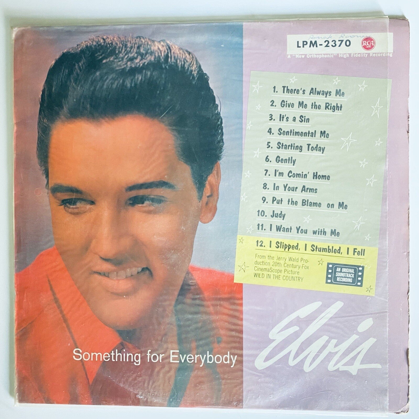 Elvis Presley SOMETHING FOR EVERYBODY Vinyl LP Record VG+/VG
