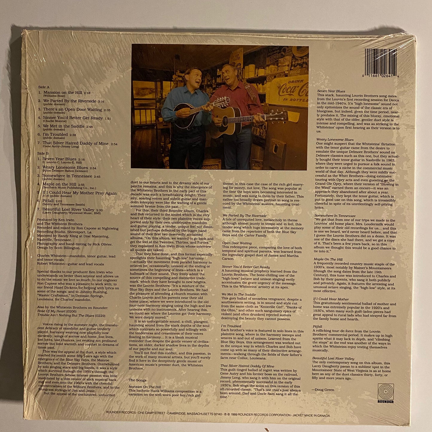 Whitstein Brothers OLD TIME DUETS Vinyl LP Record VG++