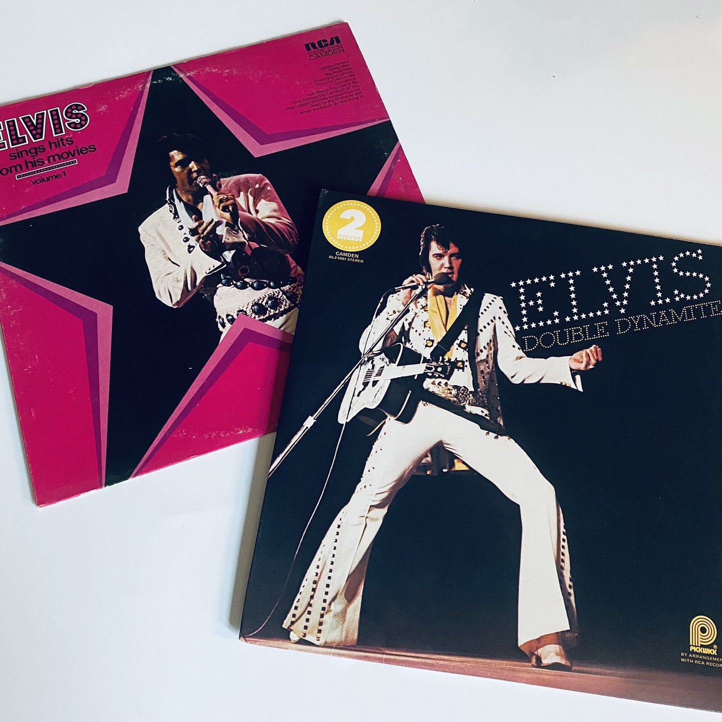 Elvis Presley SINGS HOTS FROM HIS MIVIES + DOUBLE DYNAMITE Vinyl LP Record VG+