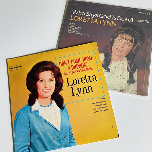 Loretta Lynn WHONSAYS GOD IS DEAD + DON’T COME HOME DRINKIN Vinyl LP Record VG+