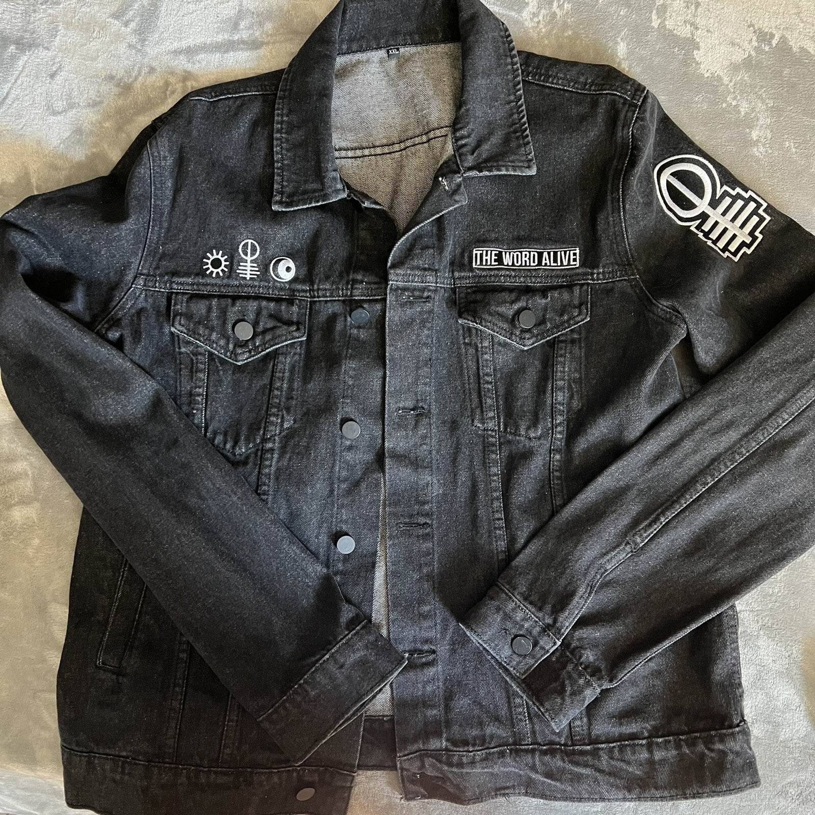 THE WORD ALIVE Mens XXL Dark Jean Jacket
