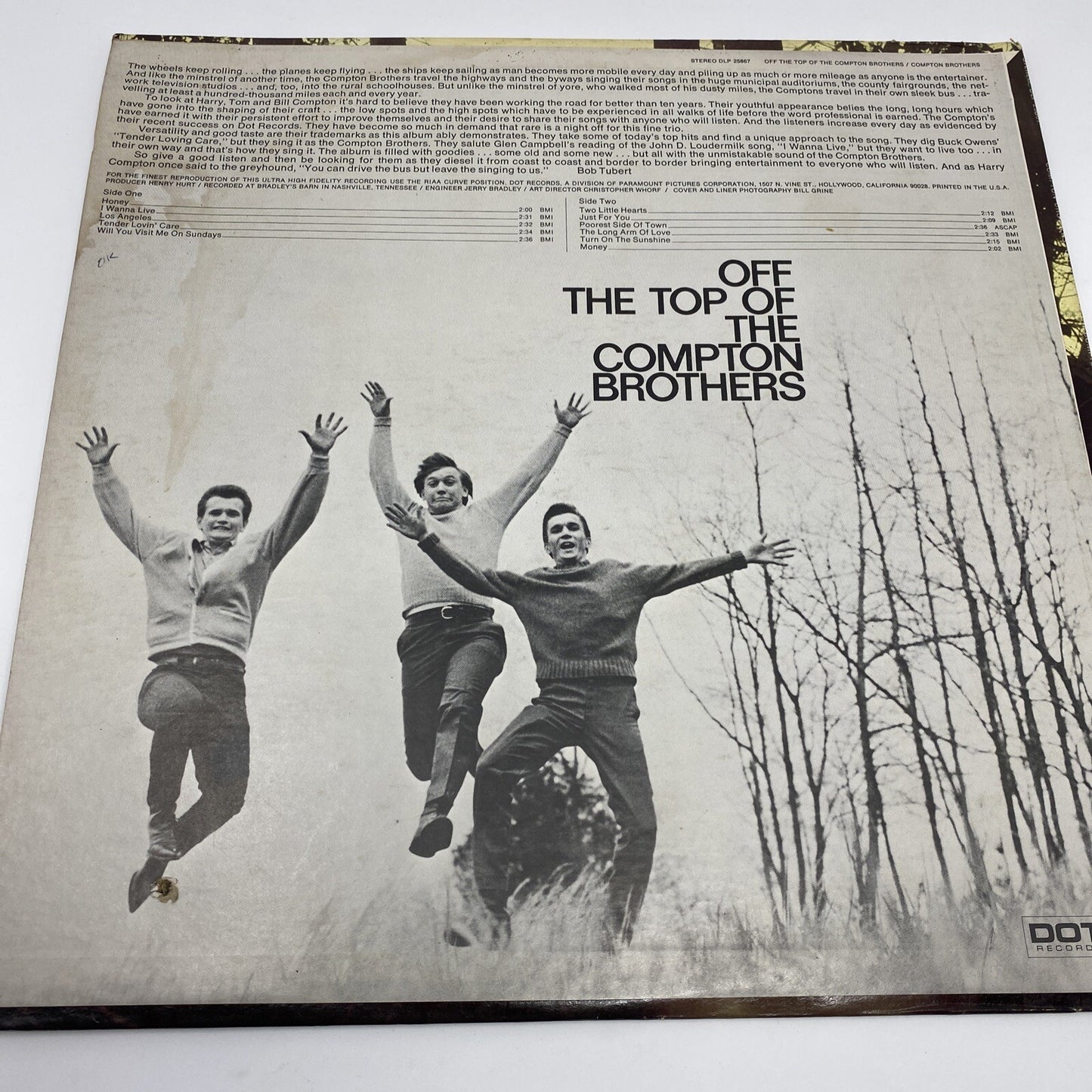 The Compton Brothers OFF THE TOP OF Vinyl LP Record