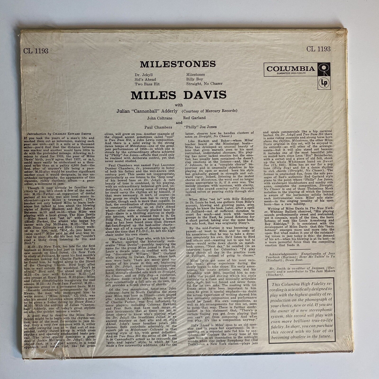 Miles Davis MILESTONES Vinyl LP Record PITMAN Mono RE VG+